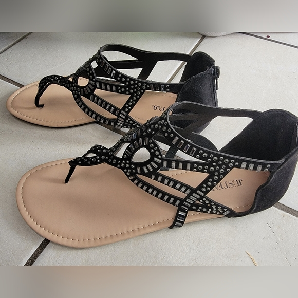 Justfab sandals black size 11 - Picture 3 of 5